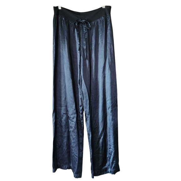 Pj Harlow Other - PJ Harlow Jolie Pajama Pants Lounging Navy Blue M Wide Leg Pull-on Satin Ankle